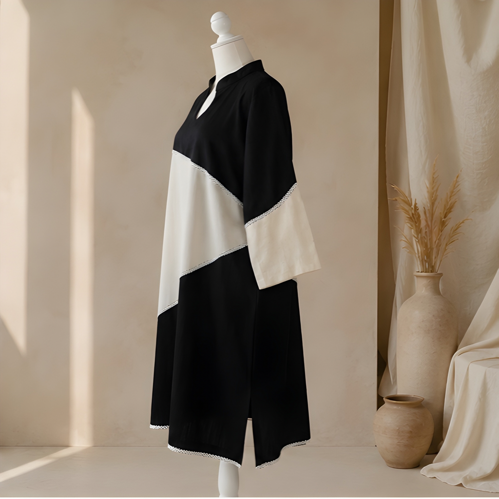 Noir Ivory Cascade Colourblock Kurta