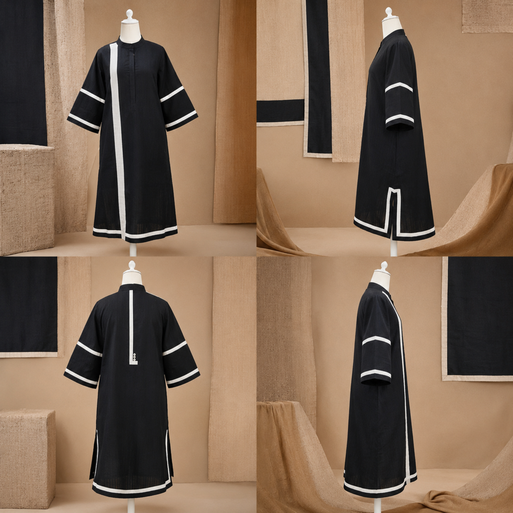 Midnight Line Minimalist Kaftan Dress