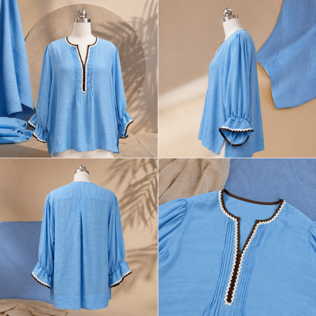 Sky Bloom Artisan Top
