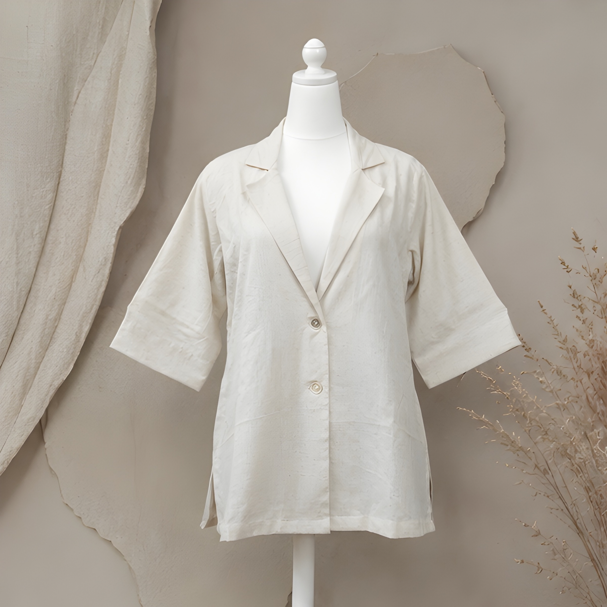 Women’s Ivory White Relaxed Fit Collared Shirt | Half Sleeve Button-Down Casual Top