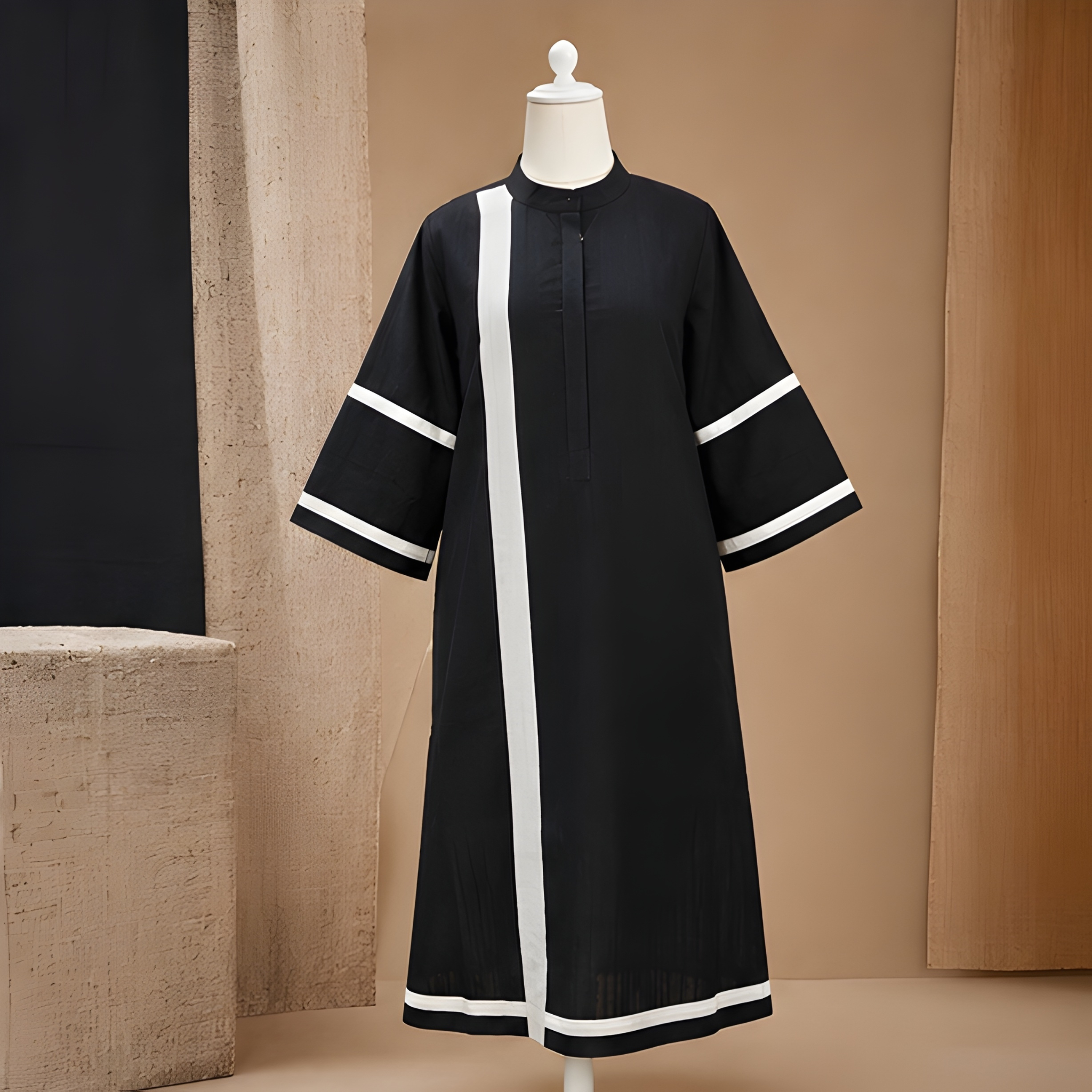 Midnight Line Minimalist Kaftan Dress