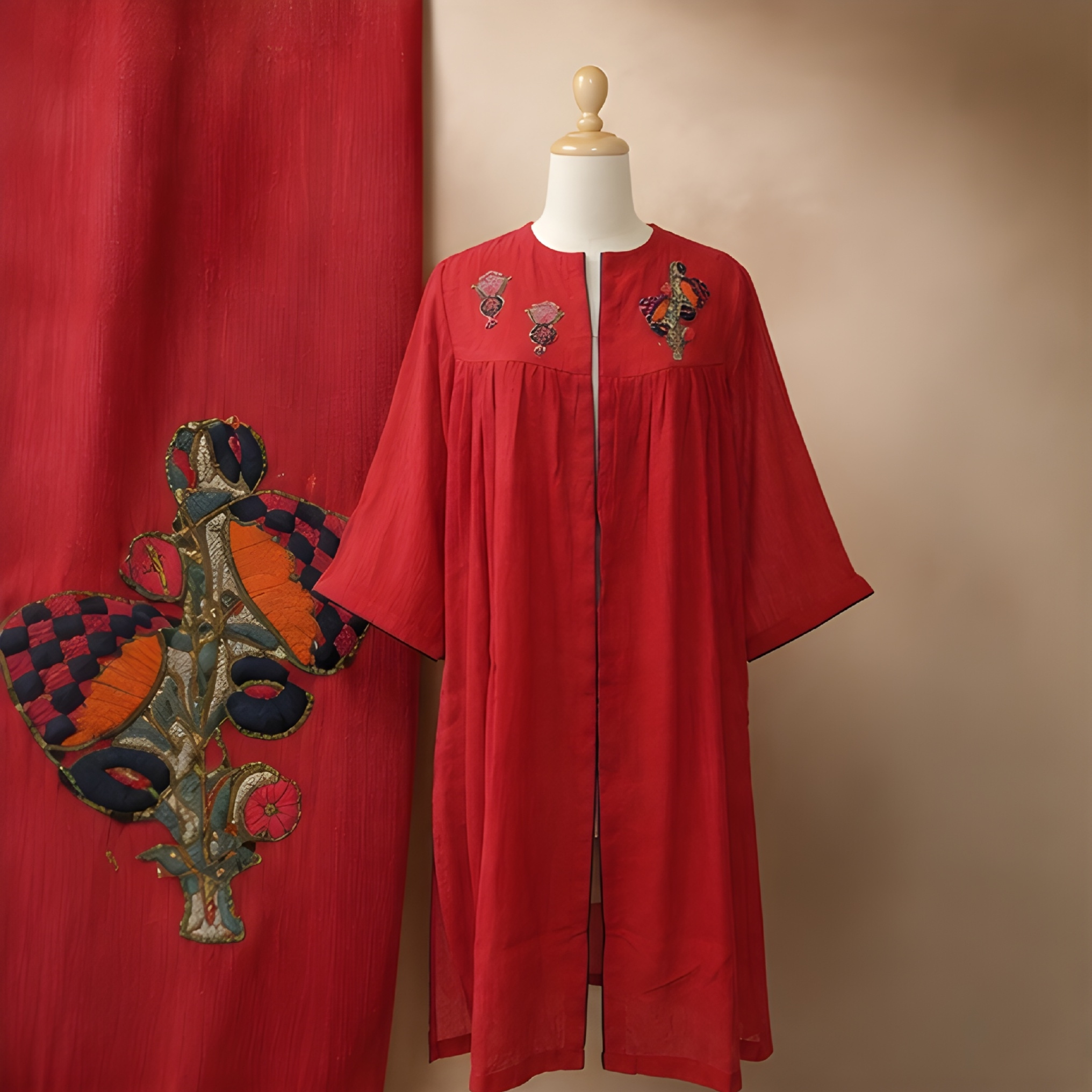 the Crimson Bloom Heritage Kurta