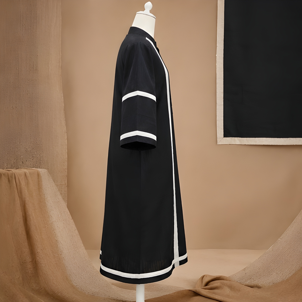 Midnight Line Minimalist Kaftan Dress