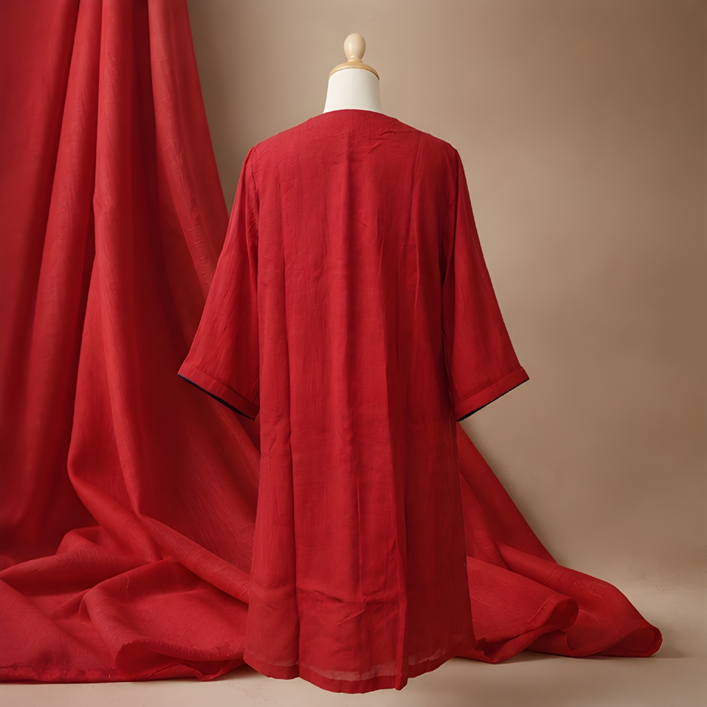 the Crimson Bloom Heritage Kurta