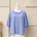 Azure Grace Peter Pan Collar Relaxed Fit Button