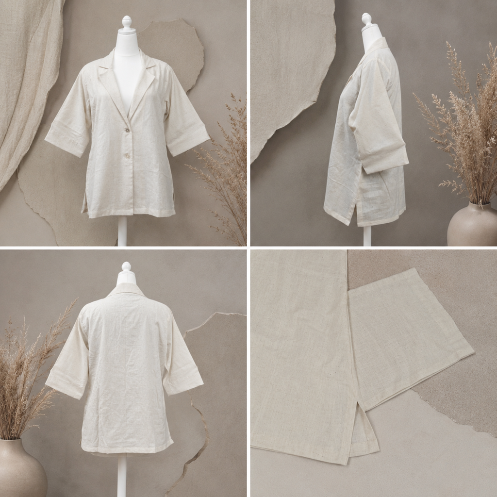 Women’s Ivory White Relaxed Fit Collared Shirt | Half Sleeve Button-Down Casual Top
