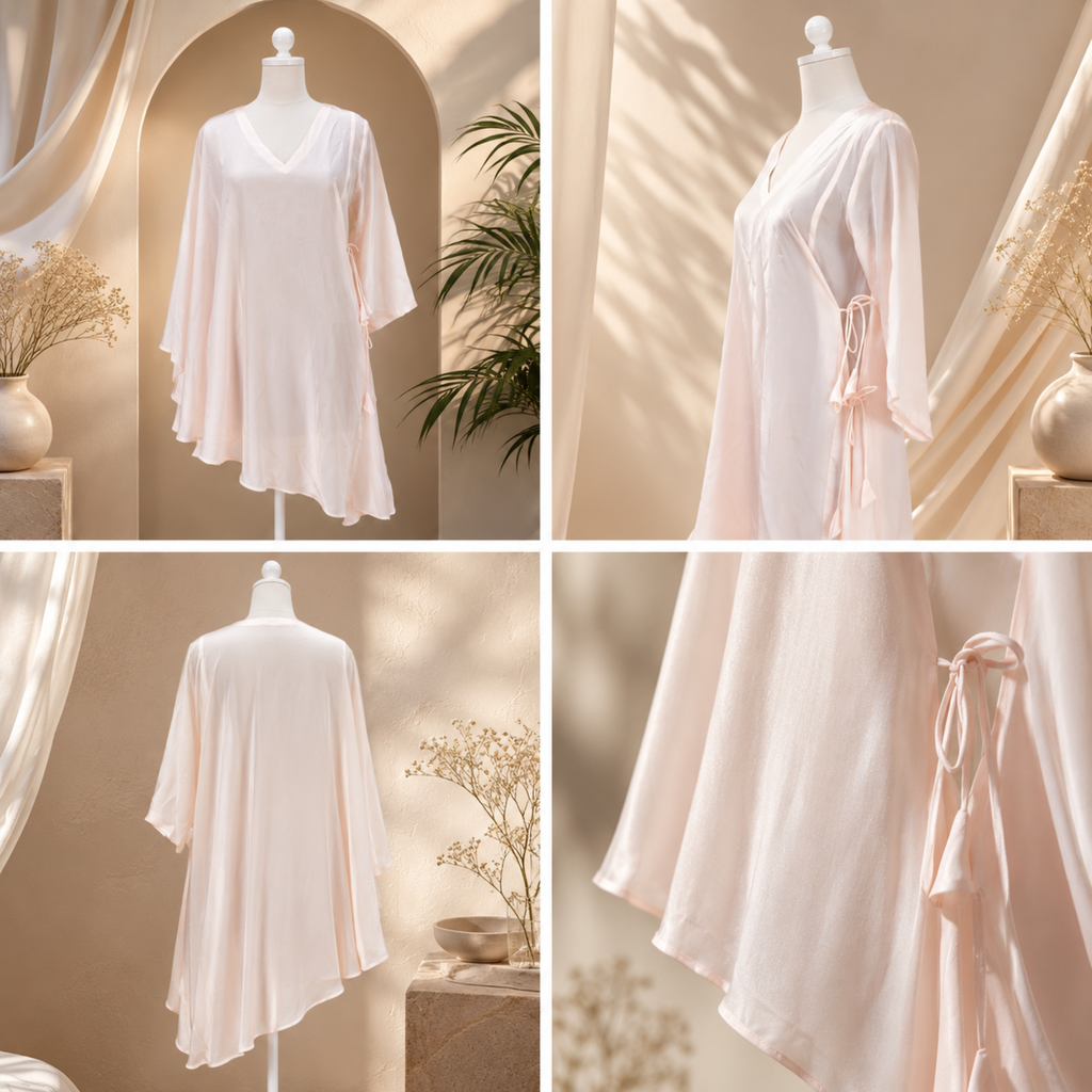 Blush Whisper Asymmetrical Kaftan Dress