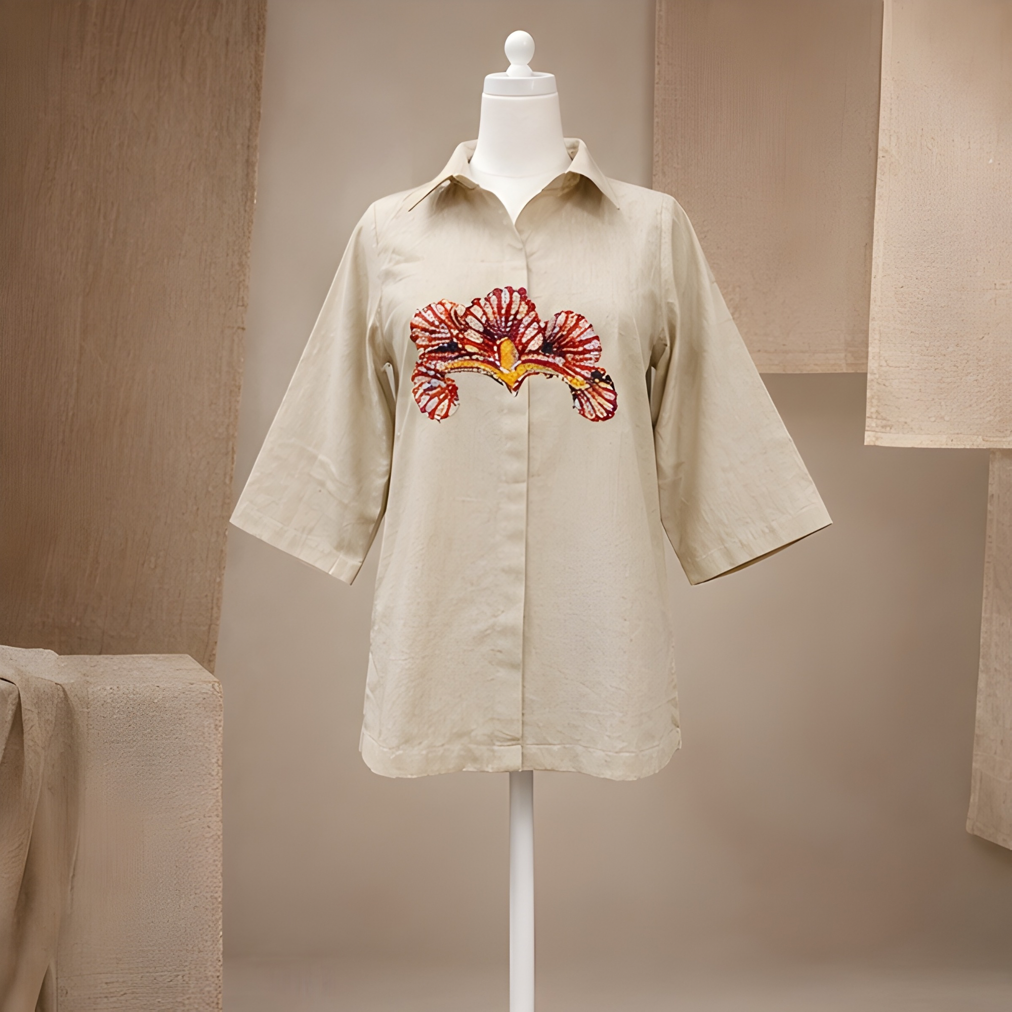 Desert Bloom Embroidered Linen Shirt