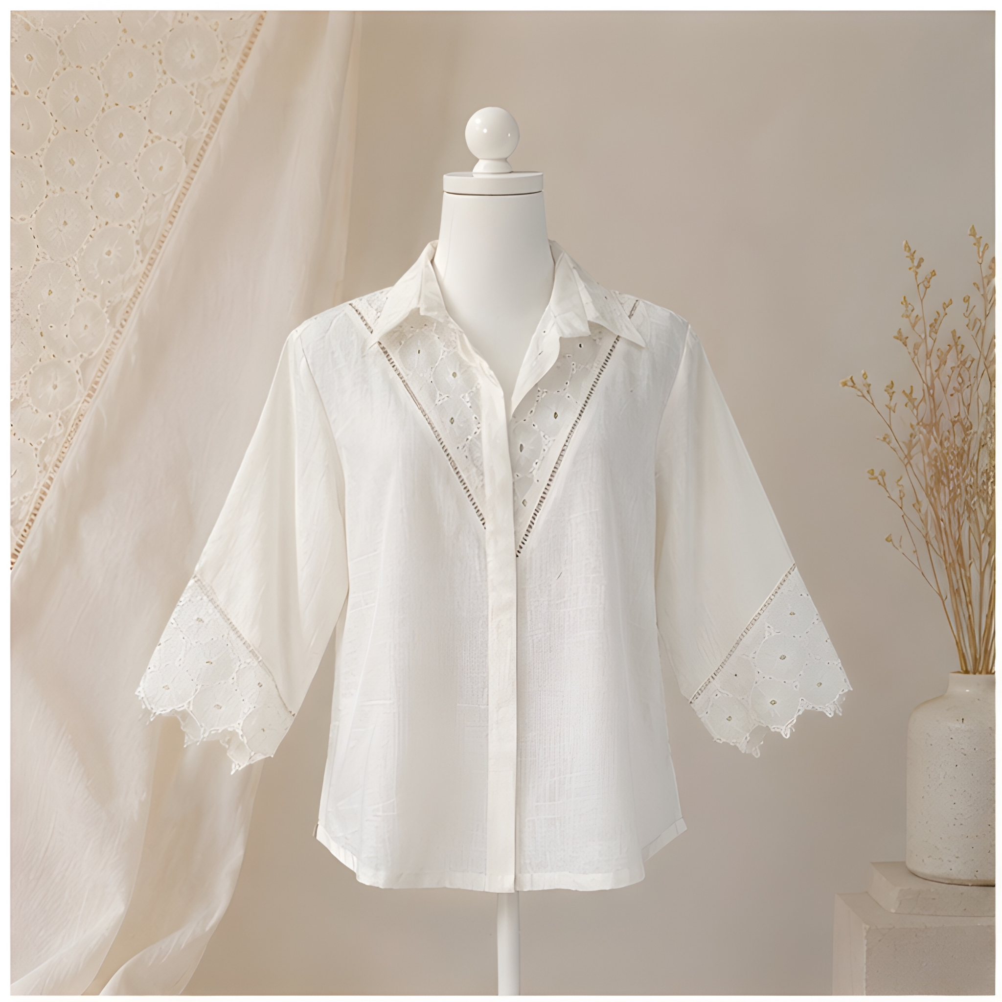 Ivory Bloom Lace Shirt