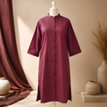 Royal Merlot Mandarin Collar Kurta Dress