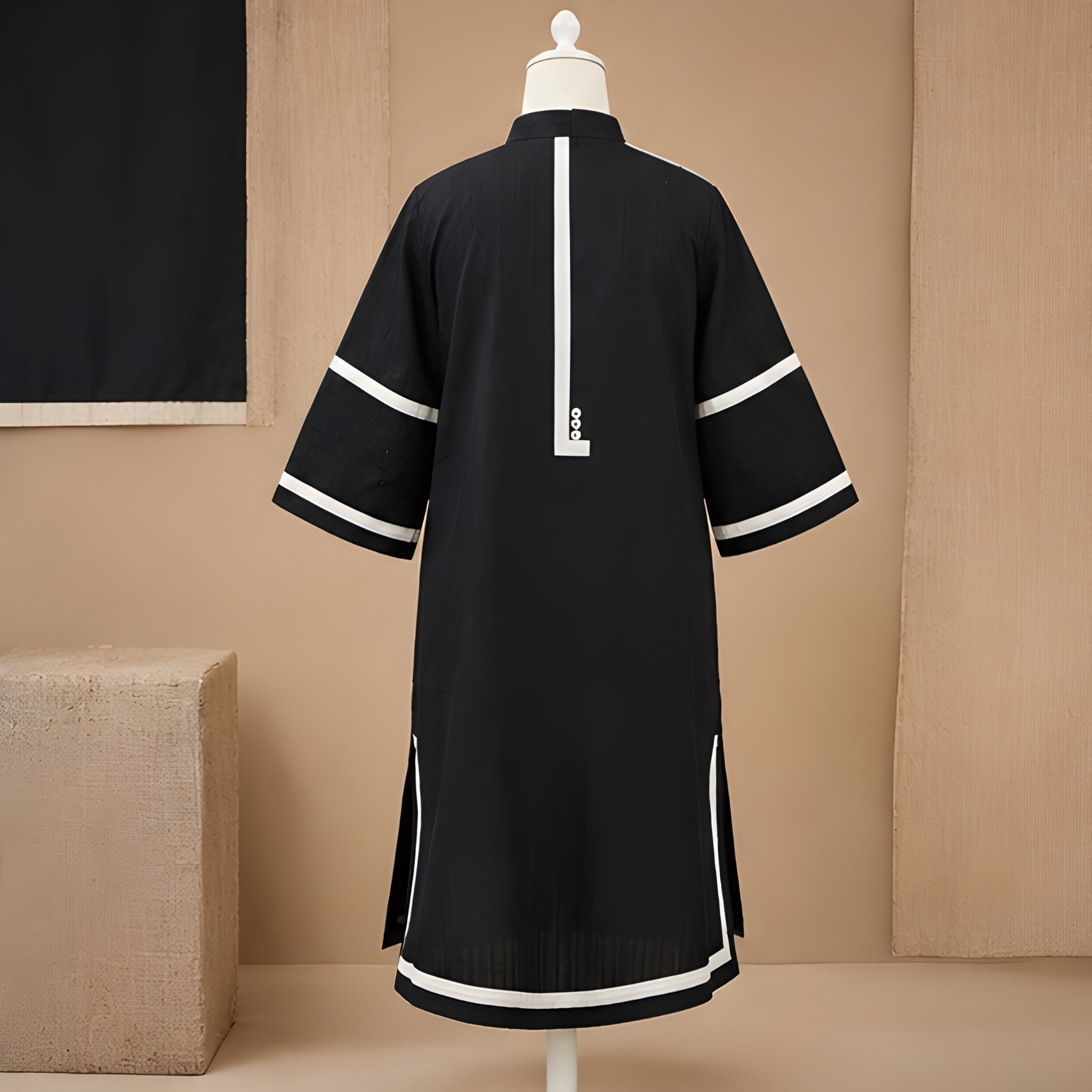 Midnight Line Minimalist Kaftan Dress