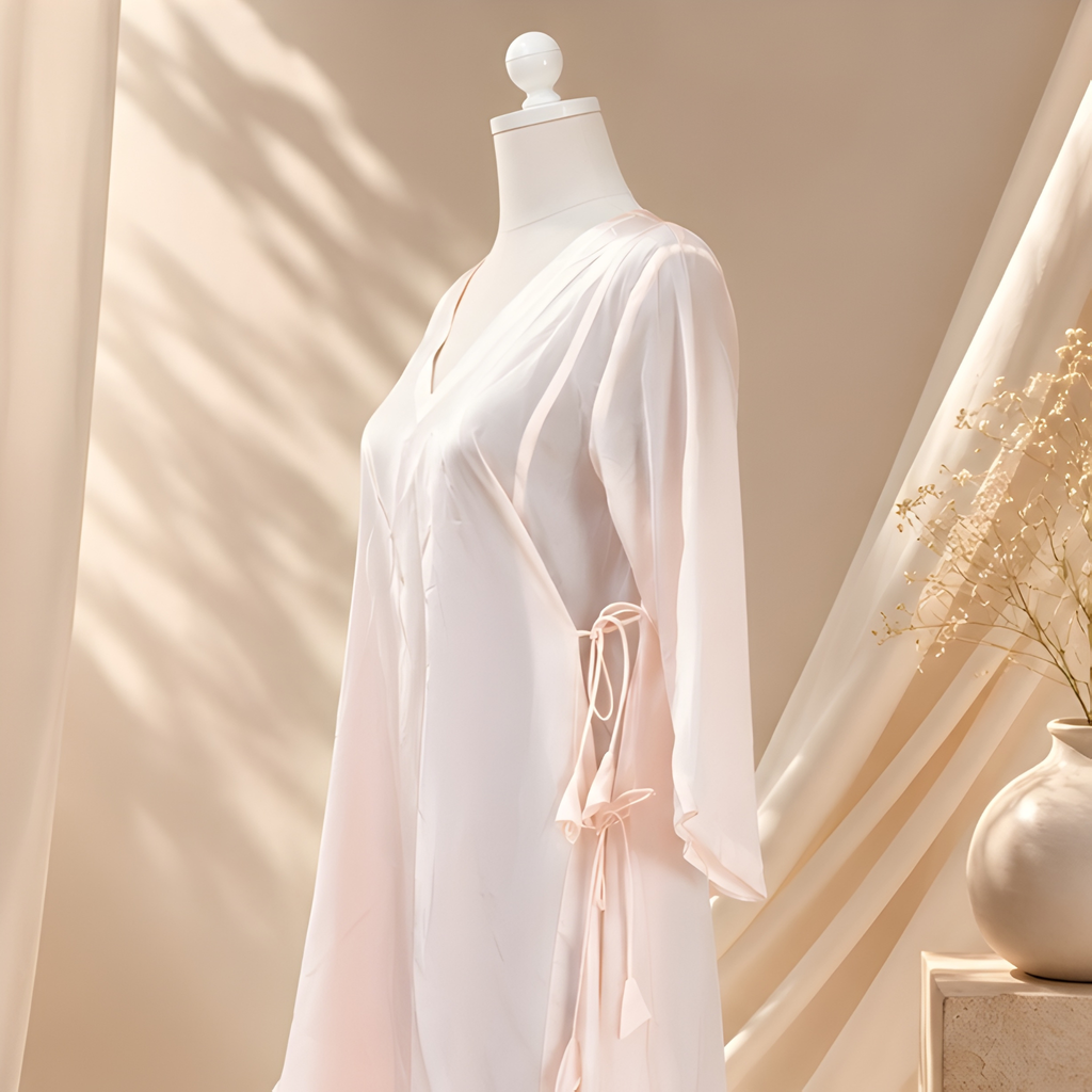 Blush Whisper Asymmetrical Kaftan Dress