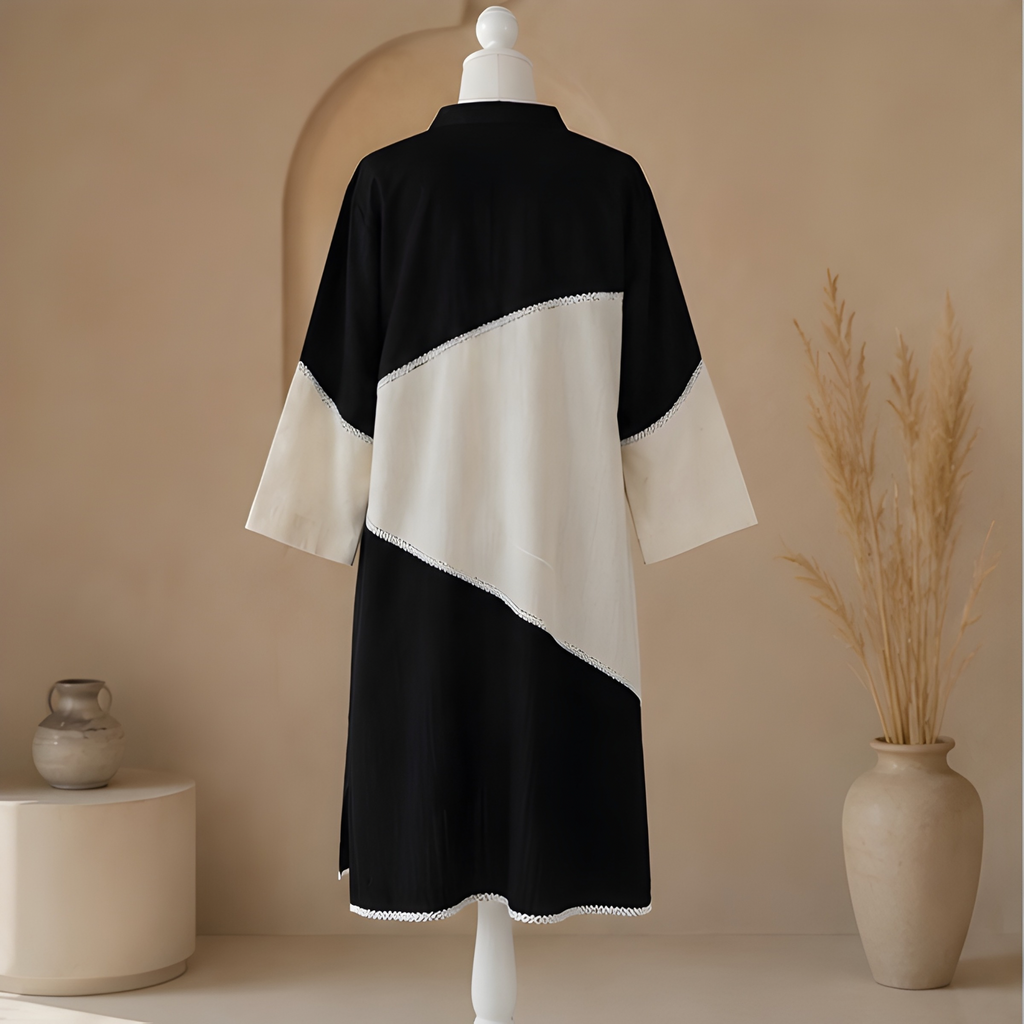 Noir Ivory Cascade Colourblock Kurta