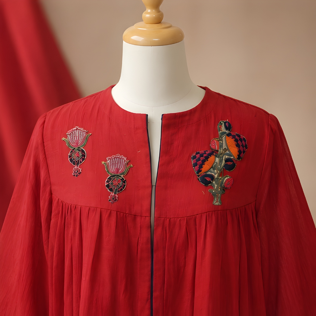 the Crimson Bloom Heritage Kurta