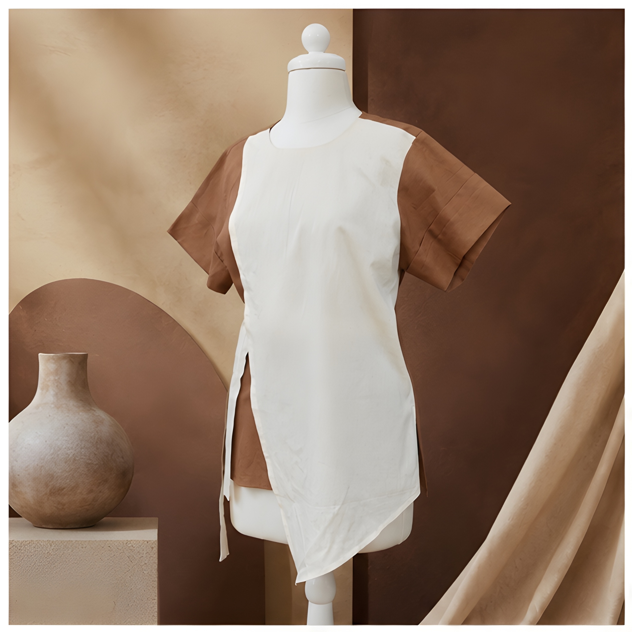 Earth & Ivory Asymmetrical Tunic