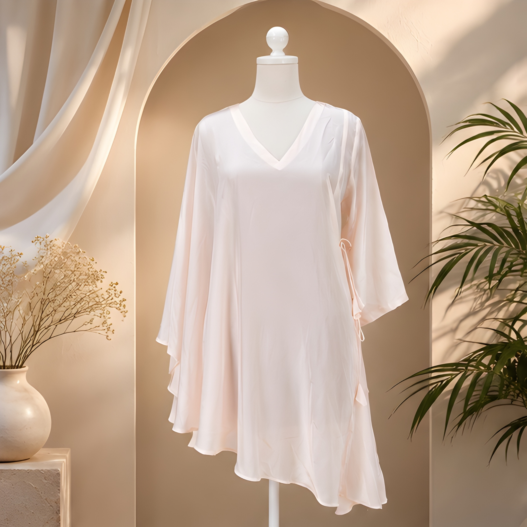 Blush Whisper Asymmetrical Kaftan Dress