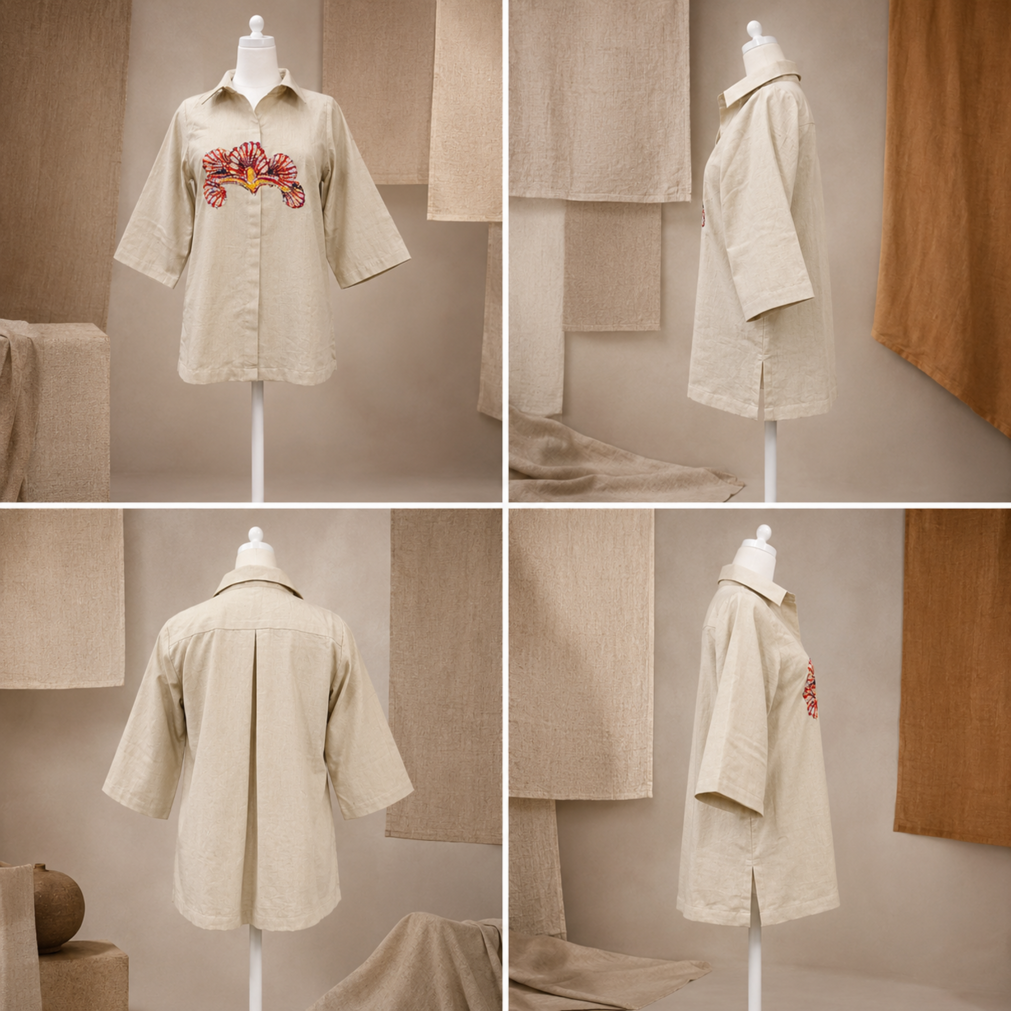 Desert Bloom Embroidered Linen Shirt
