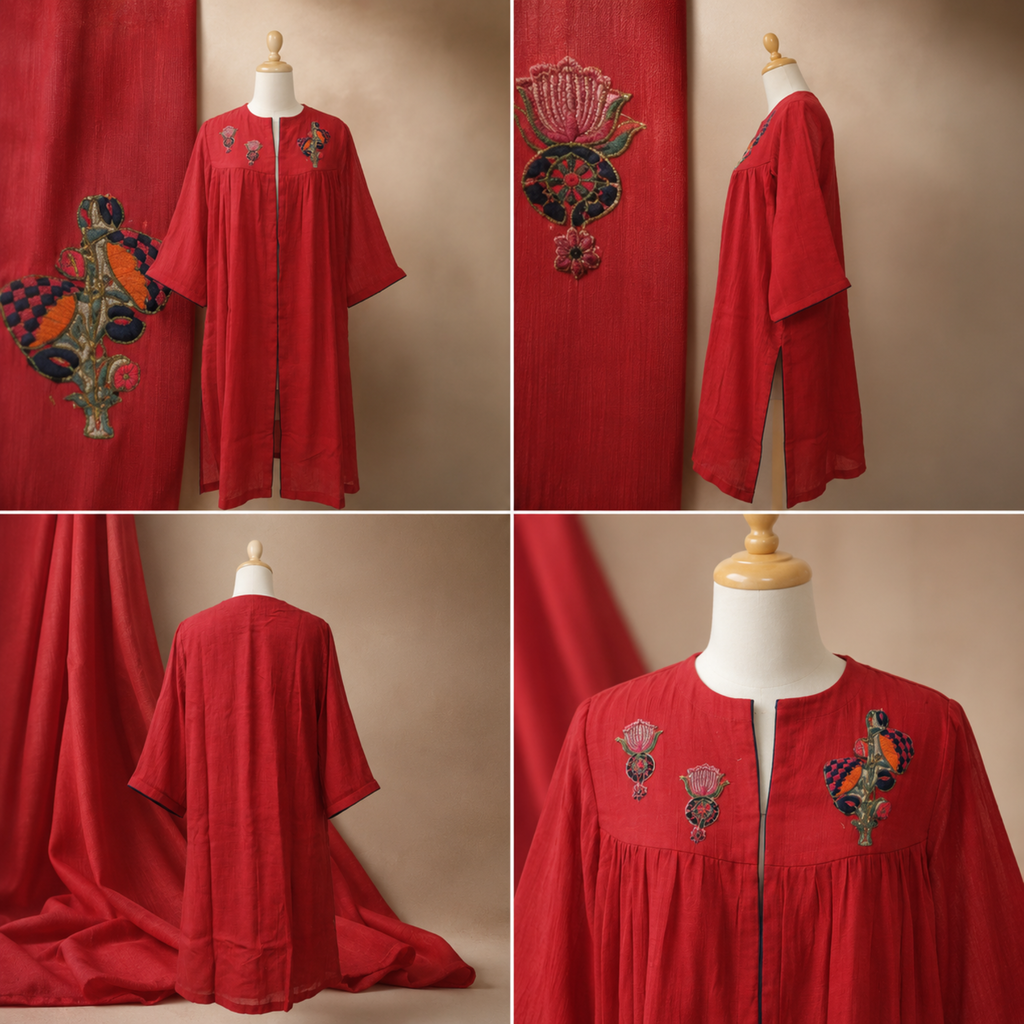 the Crimson Bloom Heritage Kurta