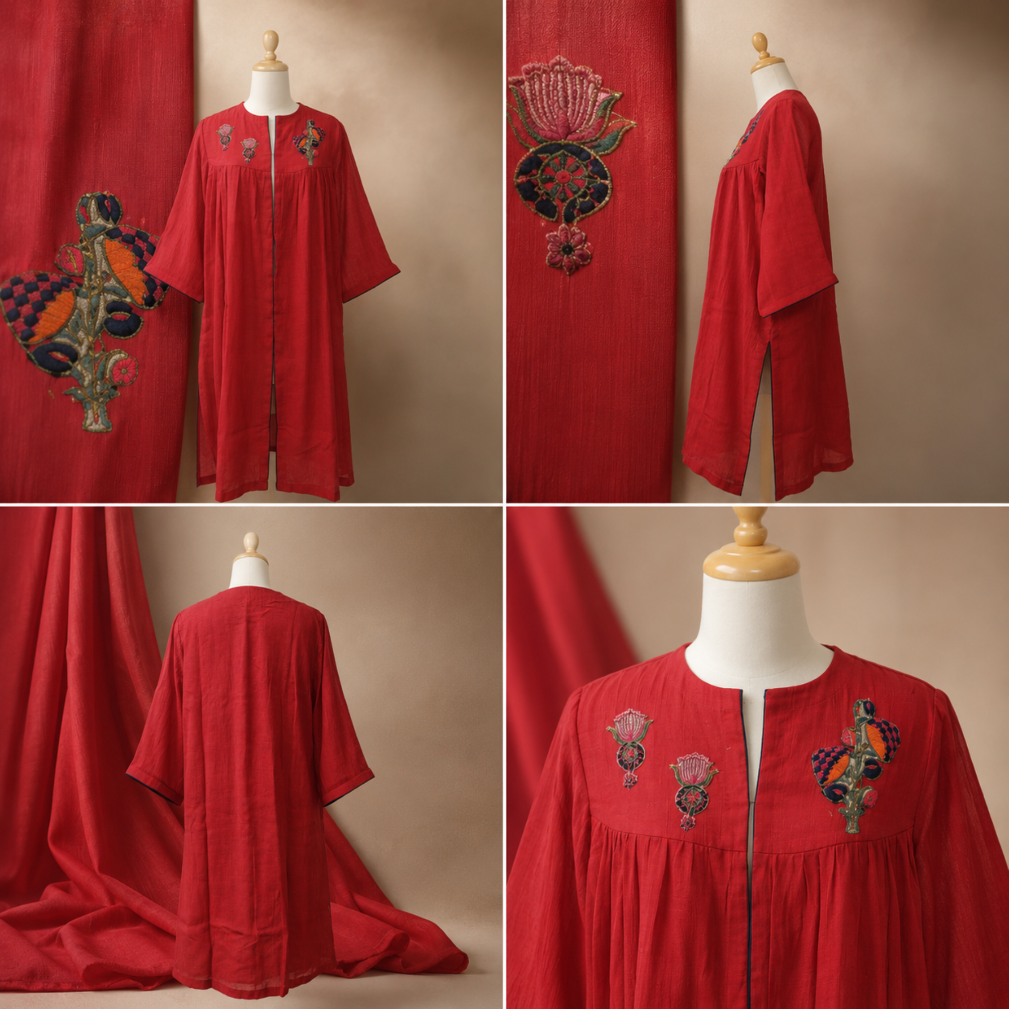 the Crimson Bloom Heritage Kurta