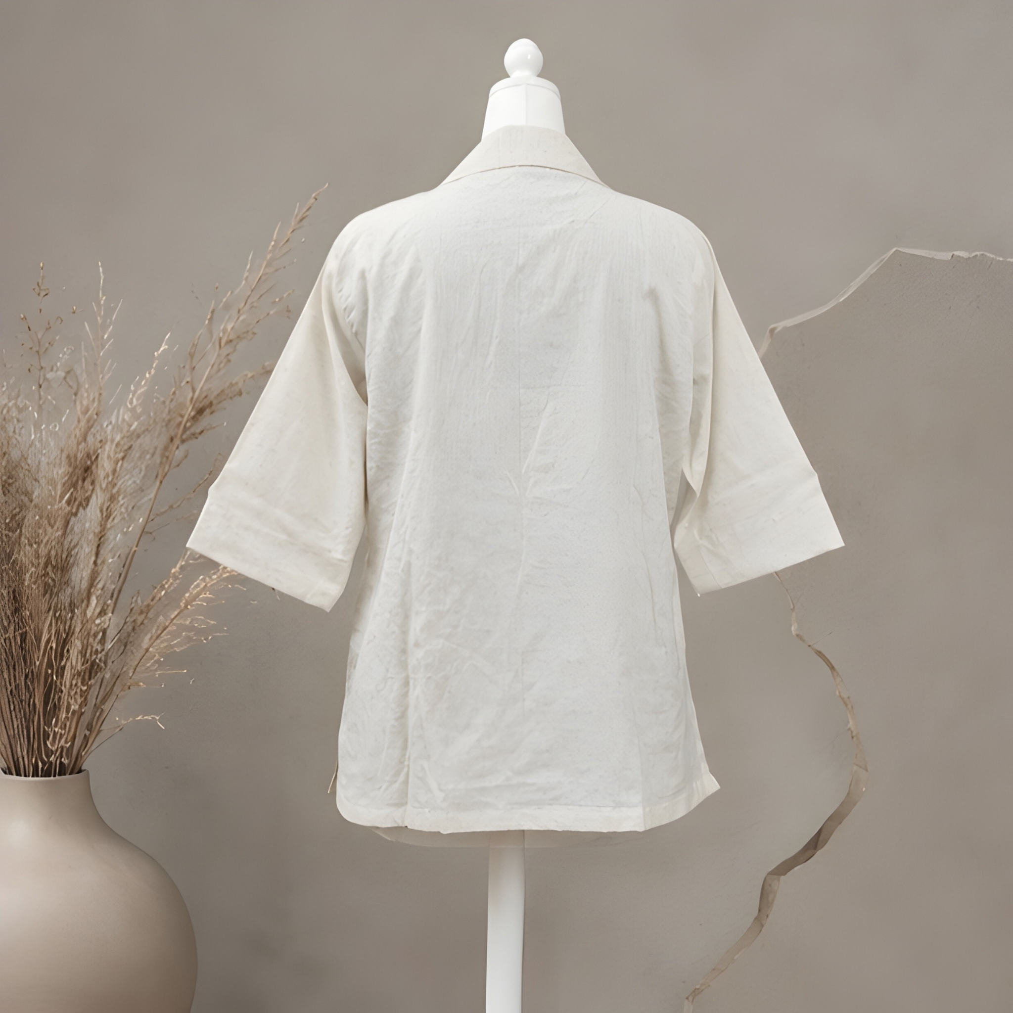Women’s Ivory White Relaxed Fit Collared Shirt | Half Sleeve Button-Down Casual Top