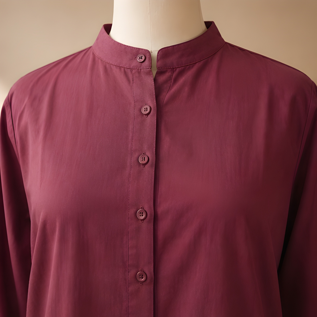 Royal Merlot Mandarin Collar Kurta Dress