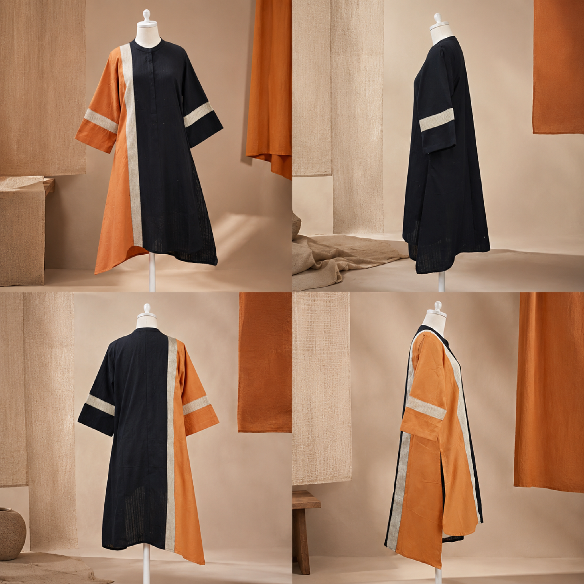 Terra Noir Asymmetrical Colourblock Dress