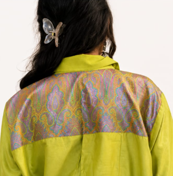 Lime Paisley Tassel Shirt