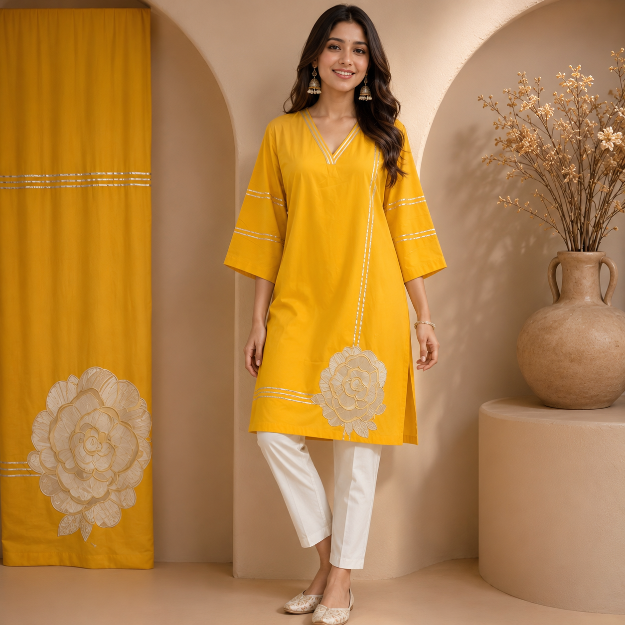 the Sunshine Bloom Embroidered Straight