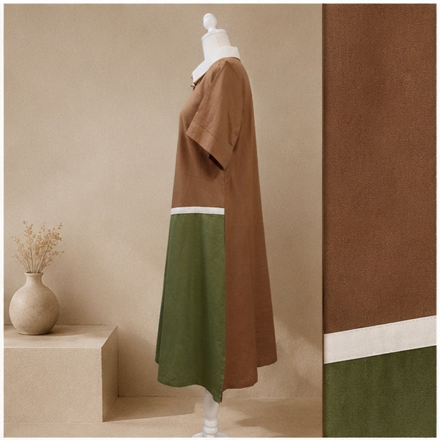 the Mocha Olive Colour Block Shirt Dress