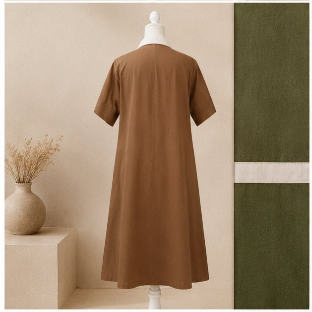 the Mocha Olive Colour Block Shirt Dress