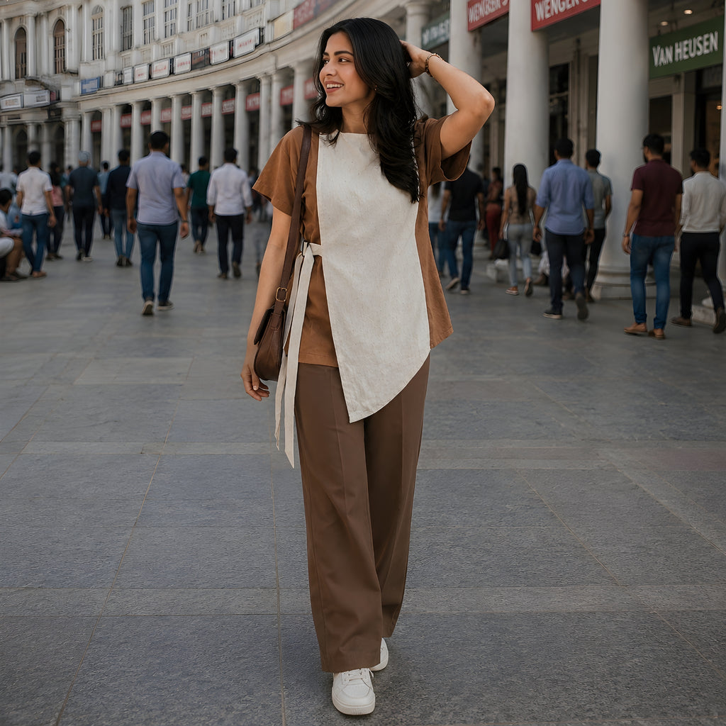 Earth & Ivory Asymmetrical Tunic