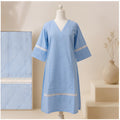 the elegant Sky Blue Lace Detail A-Line
