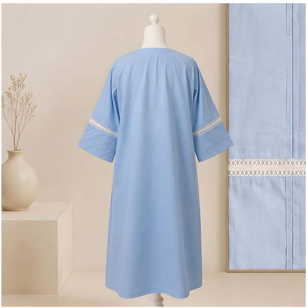 the elegant Sky Blue Lace Detail A-Line