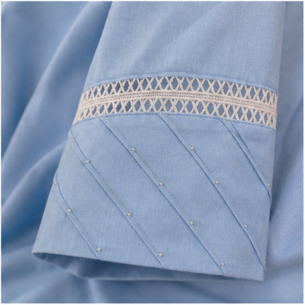the elegant Sky Blue Lace Detail A-Line